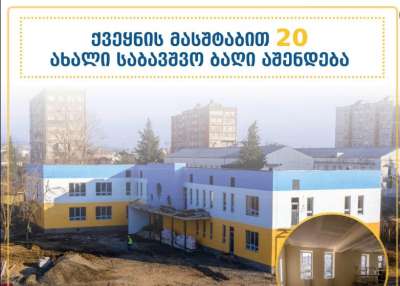 ქვეყნის მასშტაბით 20 ახალი საბავშვო ბაღი აზიის განვითარების ბანკის ფინანსური მხარდაჭერით აშენდება